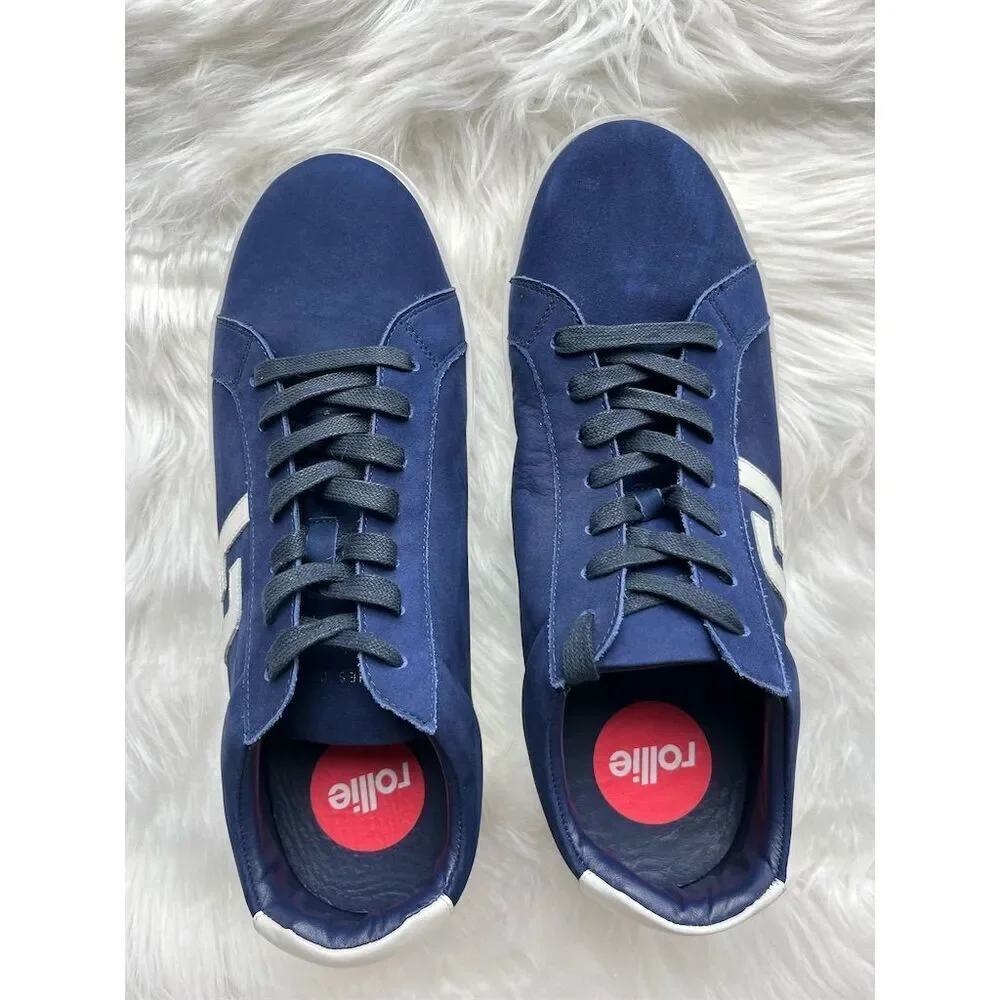 🆕 Rollie Men's Navy Prime Nubuck Sneakers Size 9 Casual Lace Up Shoes leather